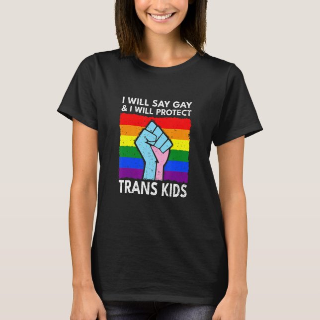 T-shirt Je Dirai Gay Et Je Protégerai Trans Retro Vin (Devant)