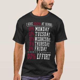 T-shirt Je Donne 100 À L'École Toujours Travailler Math Su
