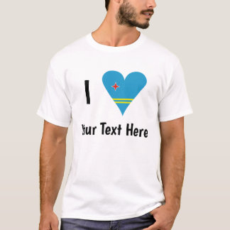 T-shirt Je (Drapeau d'Aruba Cœur Amour) Votre Texte