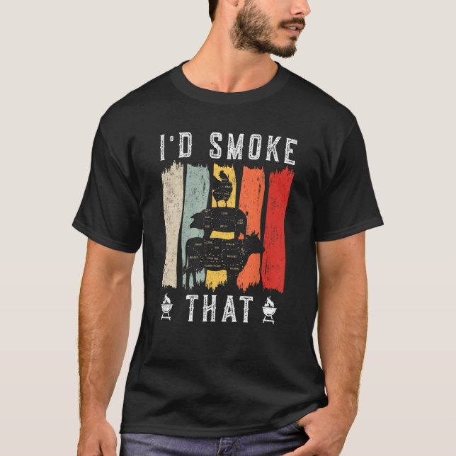 T-shirt Je fume que le Boucher de poulet au boeuf coupe Gr (Devant)