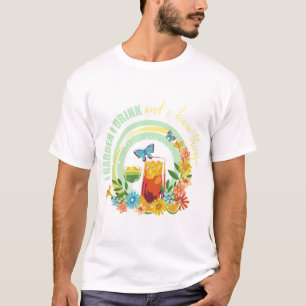 T-shirt Je jardine, je bois, Art de cocktail floral drôle