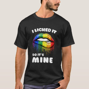 T-shirt Je L'Ai Laissé Donc Sa Mine - Lgbt Lips Rainbow -