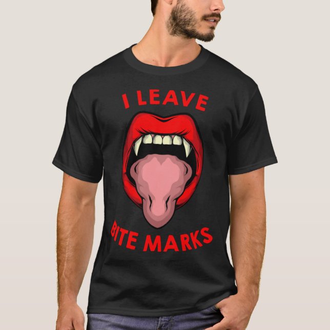T-shirt Je Laisse Bite Marques Vampire Halloween (Devant)