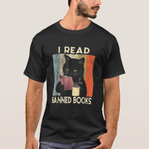 T-shirt Je lis des livres interdits Black Cat Reader Bookw
