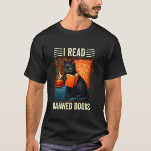 T-shirt Je lis des livres interdits Drôle Chat noir Lecteu