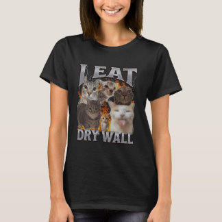 T-shirt Je mange cloison sèche Mème de chat drôle Graphiqu
