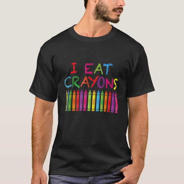 T-shirt Je Mange Crayons Funny Crayon Tee Funny Artistes (Devant)