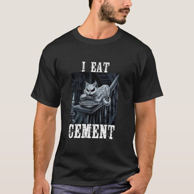 T-shirt Je Mange Du Ciment Maudit Chat Horreur D'Odly Spéc (Devant)