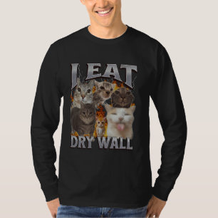 T-shirt Je mange du mur sec drôle de chat mème contrefaçon