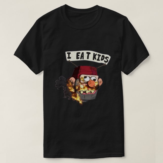 T-shirt Je mange enfants la gravité tombe Sticker.png (Design devant)