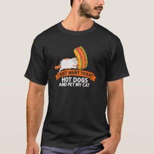 T-shirt Je mange un hot dog et je caresse mon chat Chaton 