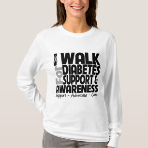 T-shirt Je marche pour la conscience de diabète
