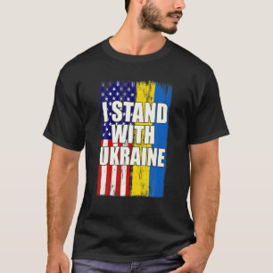 T-shirt Je Me Tiens Avec Le Drapeau Américain Ukraine