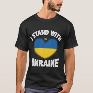 T-shirt Je me tiens avec le drapeau de l'Ukraine Soutien a
