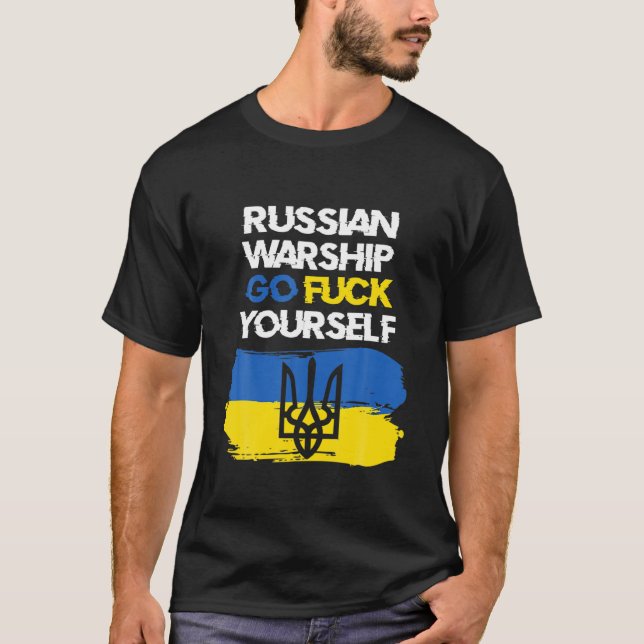 T-shirt Je Me Tiens Avec L'Ukraine Drapeau Américain Souti (Devant)
