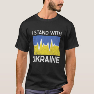 T-shirt Je Me Tiens Avec L'Ukraine Drapeau Coeur Amour Ukr