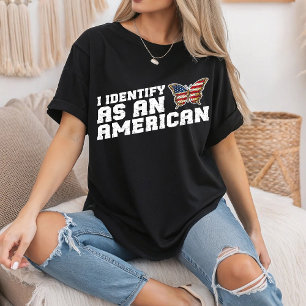 T-shirt Je M'Identifie Comme Un Drapeau Américain Papillon