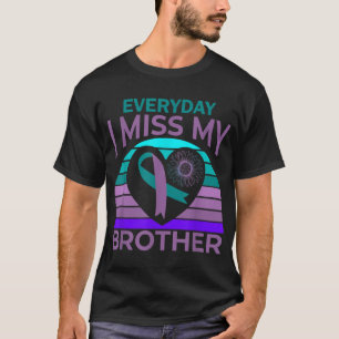 T-shirt Je Miss Mon Frère Ruban de Cœur Sensibilisation au