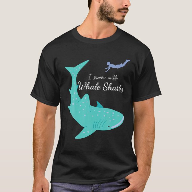 T-shirt JE NAGE AVEC DES REQUINS DE BALEINE BaleineRequin  (Devant)