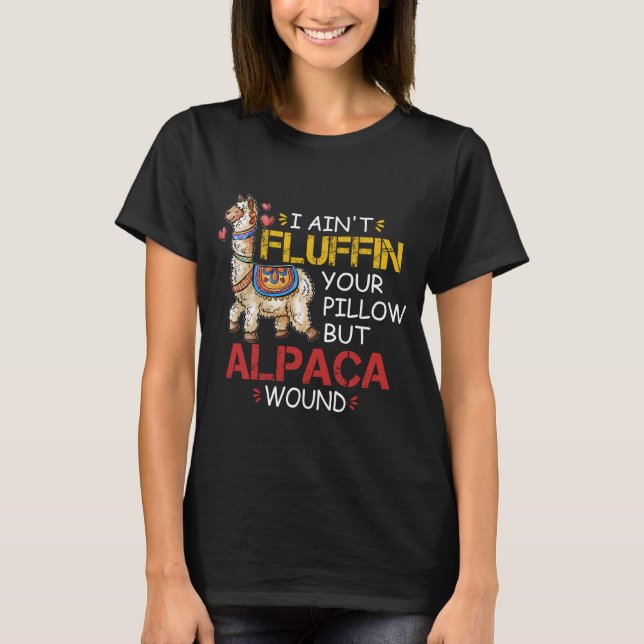 T-shirt Je n'ai pas fouillé ton Coussin, mais Alpaca a plu (Devant)