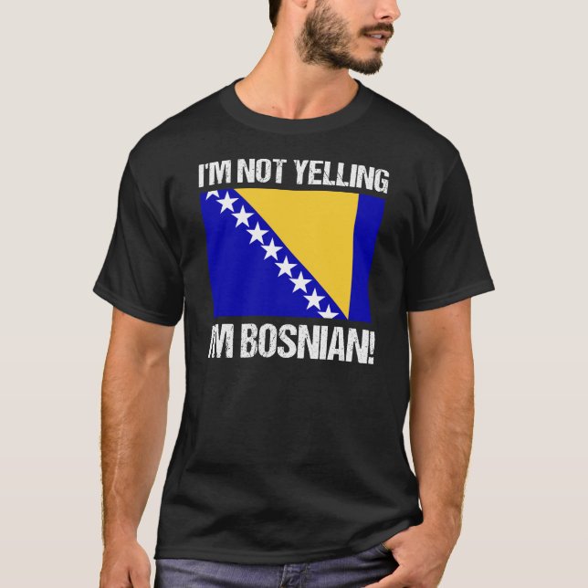 T-shirt Je ne hurle pas Je suis le drapeau bosniaque Bosni (Devant)