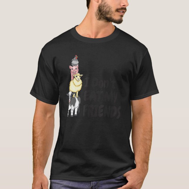 T-shirt Je ne mange pas mes amis Vegan végétarien 1 (Devant)