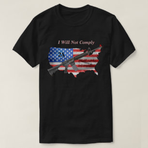 T-shirt Je Ne Respecterai Pas Le 2e Amendement Drapeau US