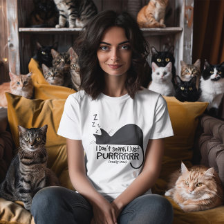 T-shirt Je ne ronfle pas, je porte un chat drôle