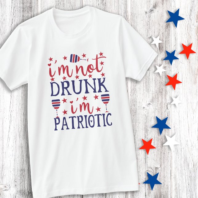 T-shirt Je ne suis pas ivre Je suis Patriotique Rouge Bleu (Créateur téléchargé)