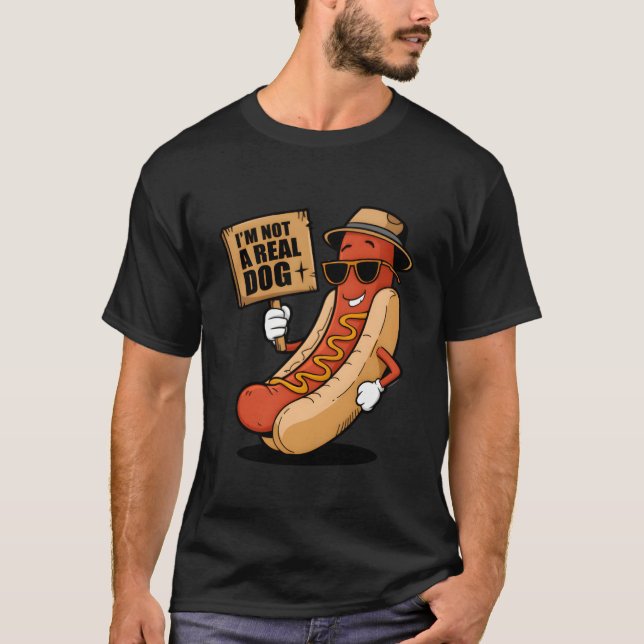 T-shirt Je ne suis pas un vrai chien Hot Dog fille (Devant)