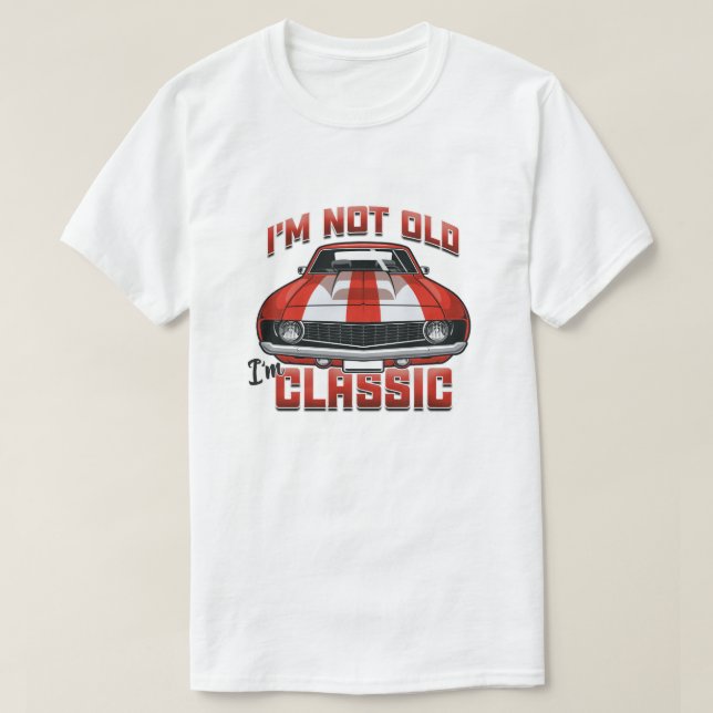 T-shirt Je ne suis pas vieux Je suis classique - Retro Red (Design devant)