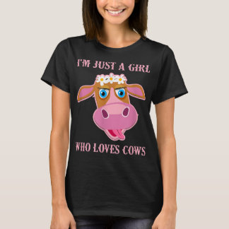 T-shirt Je Ne Suis Qu'Une Fille Qui Aime Les Vaches Floral