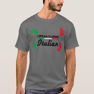 T-shirt Je parle couramment italien geste main sur blanc