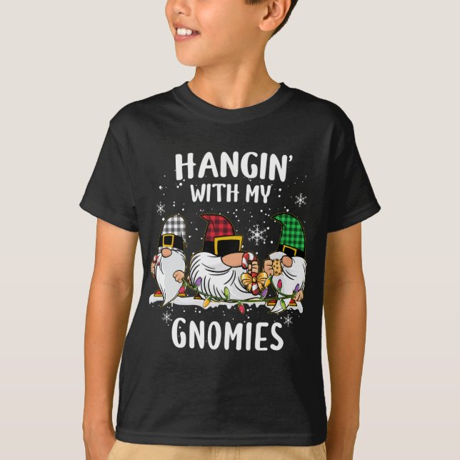 T-shirt Je Passe Avec Mes Gnomies Trois Gnomes Noël Buf (Devant)