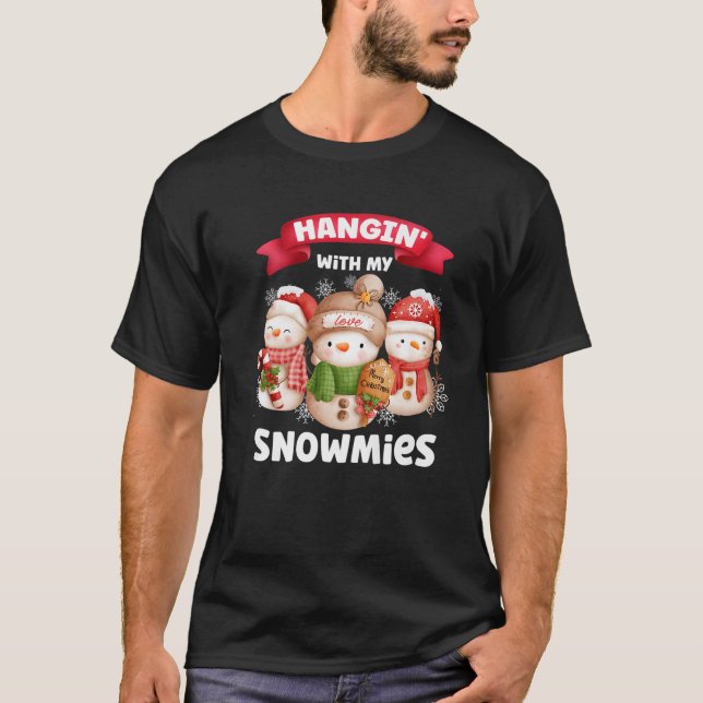 T-shirt Je Passe Avec Mes Neiges Trois Snowman Christmas P (Devant)