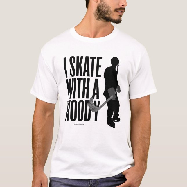 T-shirt Je patine avec un Woody (l'hockey) (Devant)