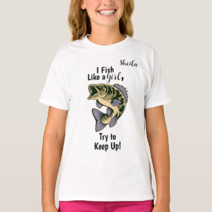 T-shirt "Je pêche comme une fille..." Basse fille personna