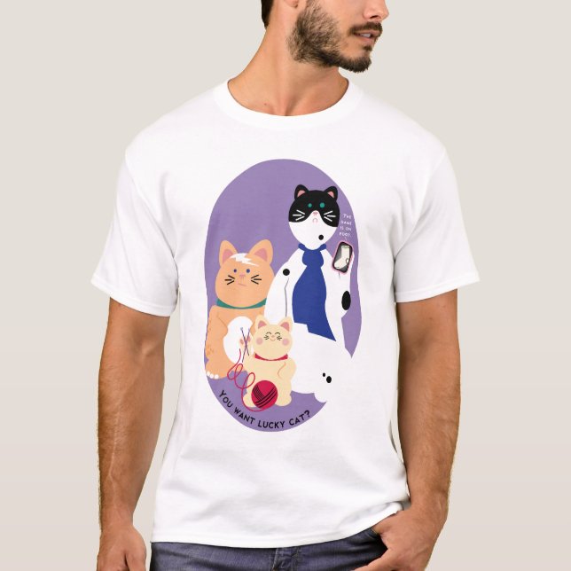 T-shirt Je peux chat chanceux de haz ? (Devant)