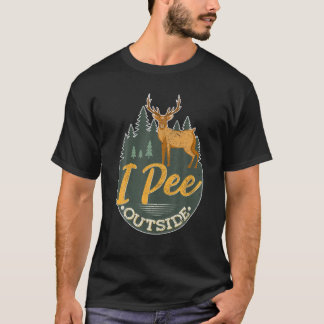 T-shirt Je Pie Dehors Badge, Chasseur Drôle Chasse De Cerf