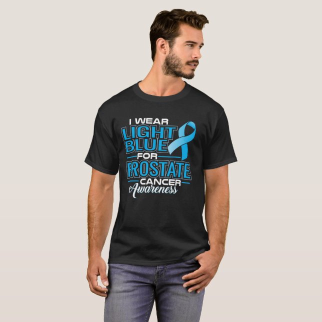 T-shirt Je porte bleu-clair pour la conscience de cancer (Devant entier)