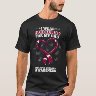 T-shirt Je Porte Burgundy Papa Multiple Myeloma Awareness 