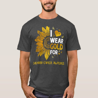 T-shirt Je Porte De L'Or Pour L'Enfance Cancer Sensibilisa