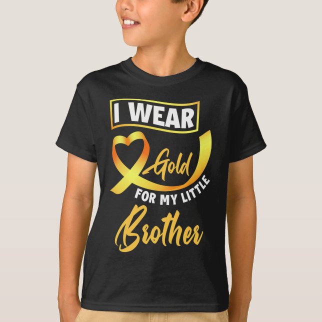 T-shirt Je Porte De L'Or Pour Mon Petit Frère Cancer De L' (Devant)