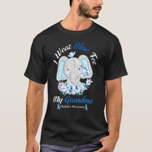 T-shirt Je Porte Du Bleu Pour Ma Grand-Mère Elephant Diabè