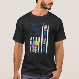 T-shirt Je porte du bleu pour ma nièce Mois de la sensibil