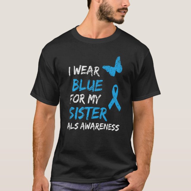 T-shirt Je Porte Du Bleu Pour Ma Soeur Ruban (Devant)