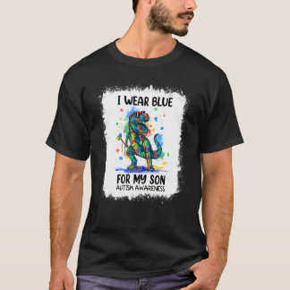 T-shirt Je Porte Du Bleu Pour Mon Fils Dinosaur Puzzle Aut
