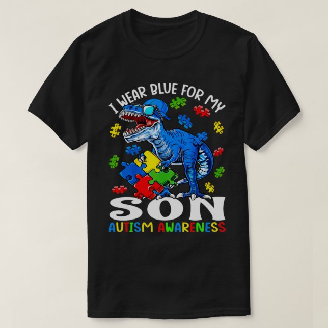T-shirt Je Porte Du Bleu Pour Mon Fils Sensibilisation sur (Design devant)