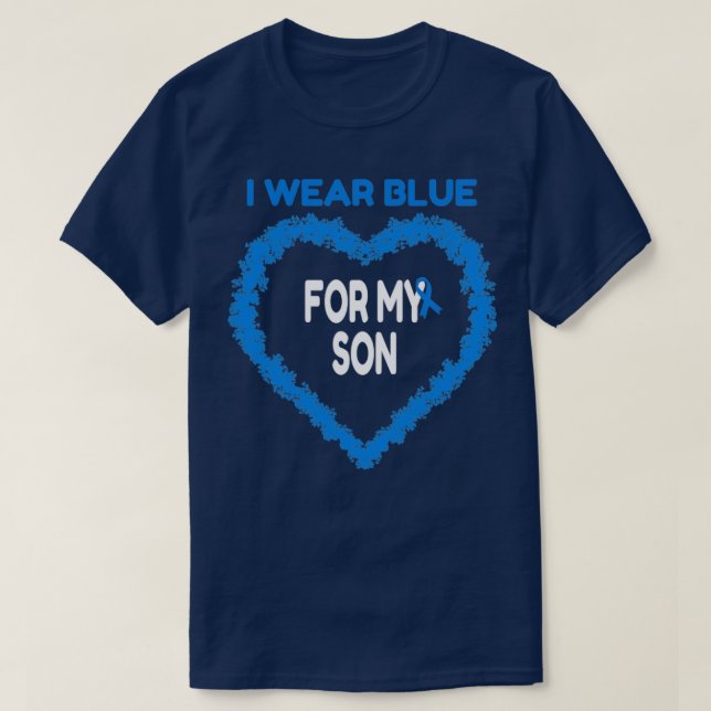 T-shirt Je Porte Du Bleu Pour Mon Fils Soutien Cadeau (Design devant)