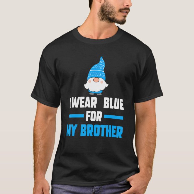 T-shirt Je Porte Du Bleu Pour Mon Frère Autisme (Devant)